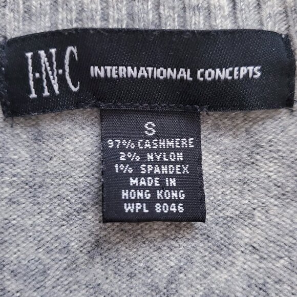 INC Men’s Cashmere Quarter Zip Neck Super Soft Heather Gray Sweater Size L - Picture 10 of 16